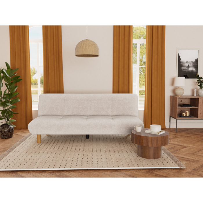 Soan - Banquette 2 places convertible clic-clac en velours texturé - Beige