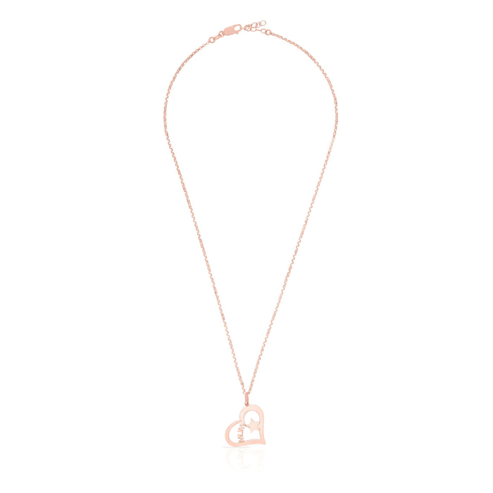 Collana in Argento 925 con pendente a forma di cuore e scritta MUM