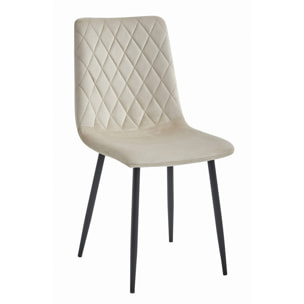 Set di 2 sedie Turin in velluto beige e metallo nero