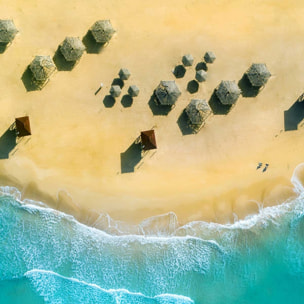 Poster paillote du pacifique Affiche + cadre en bois - Chêne