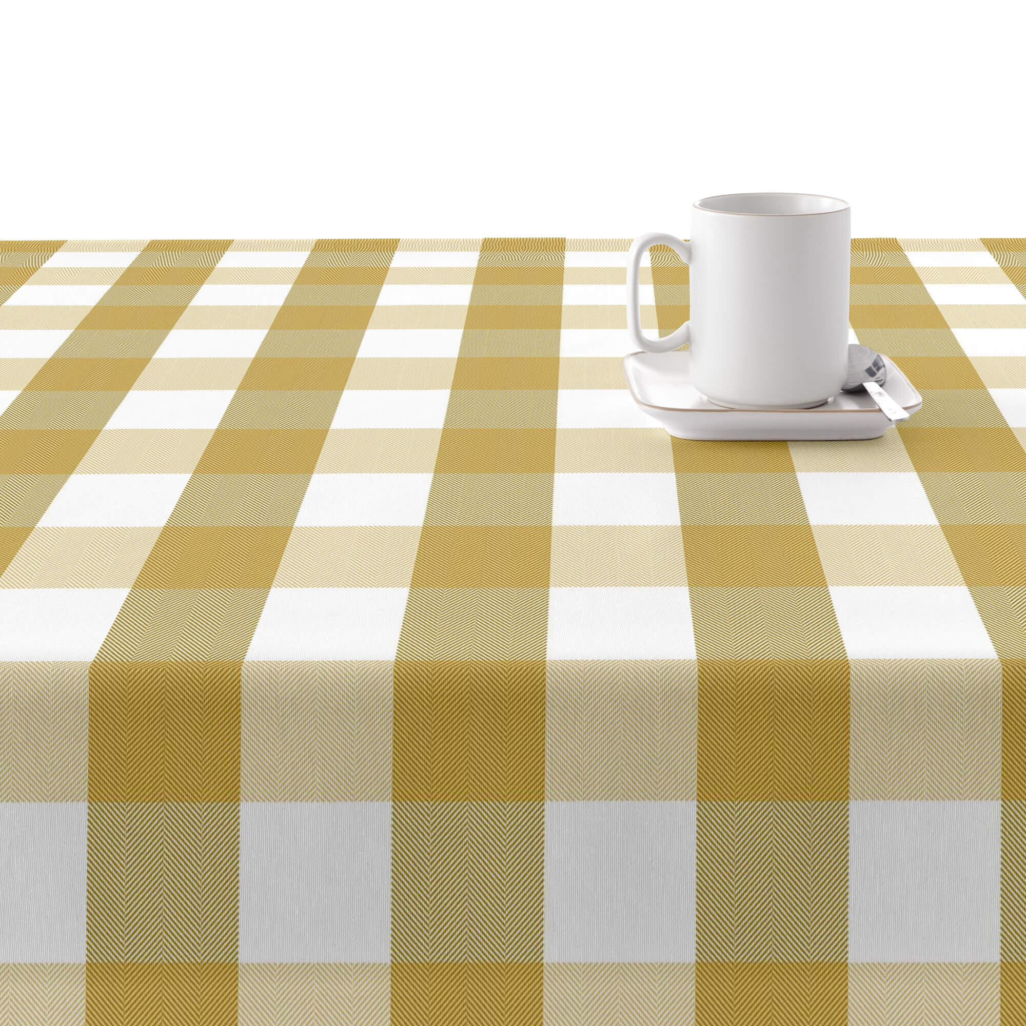 Nappe en résine anti-taches Carreaux moutarde