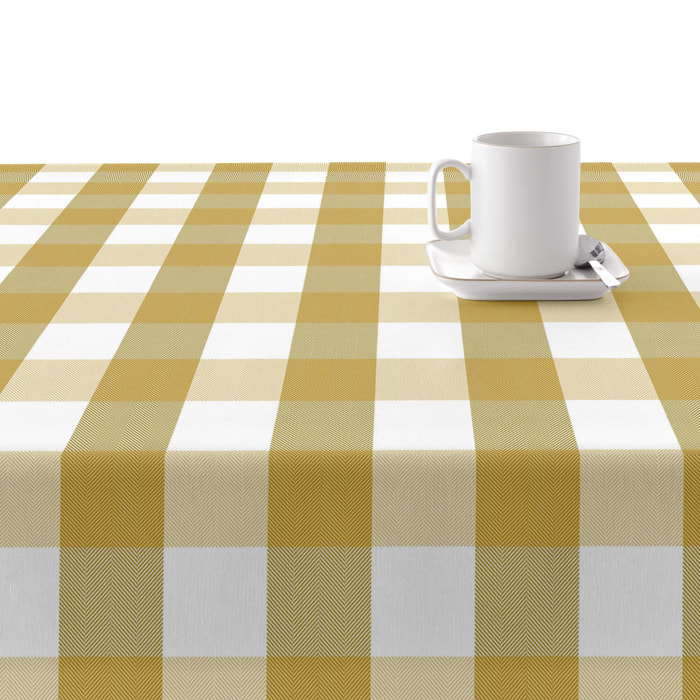 Nappe en résine anti-taches Carreaux moutarde