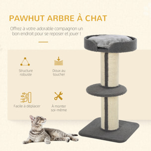 Arbre à chat avec griffoir centre d'activités 2 plateformes coussin gris