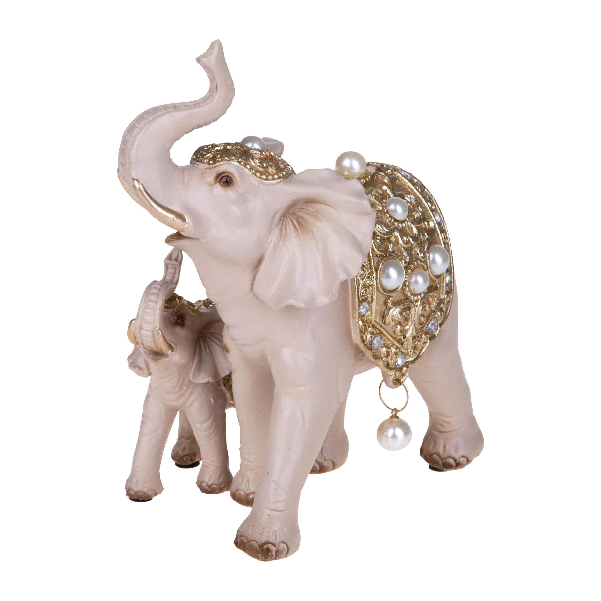 Coppia elefanti con gioielli - Pezzi 1 - BEIGE - Bianchi Dino SpA