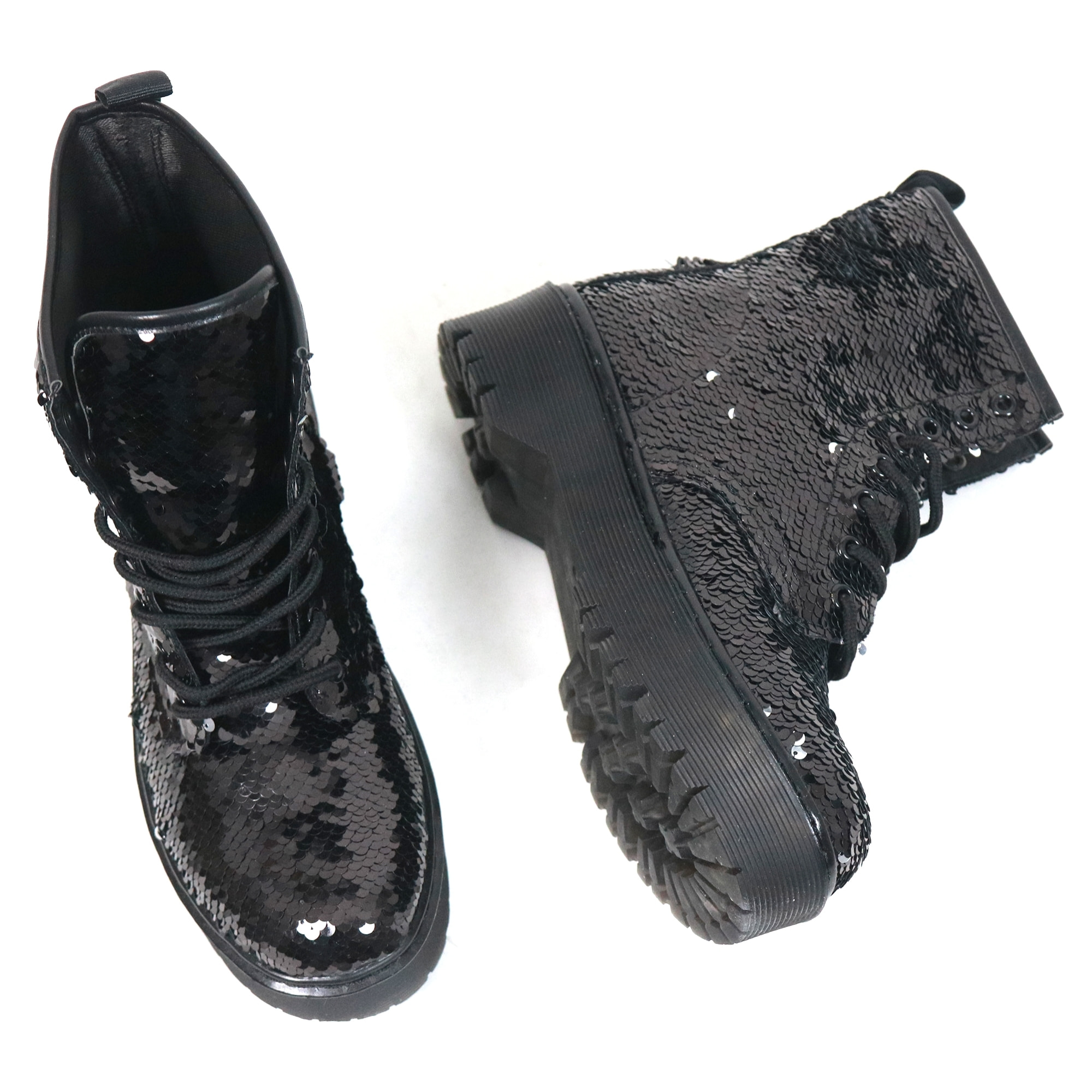 ANFIBIO FLATFORM CHOCOLA' PAILLETTES NERO