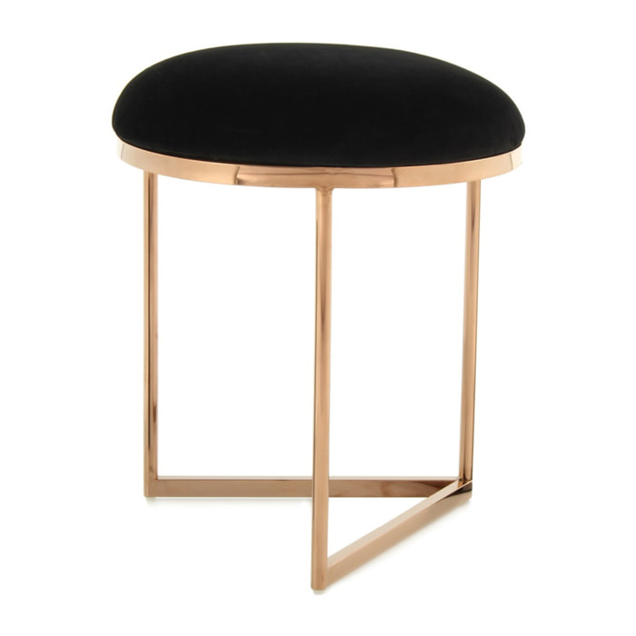 Sgabello Wynona in Velluto Nero e Oro Rosa