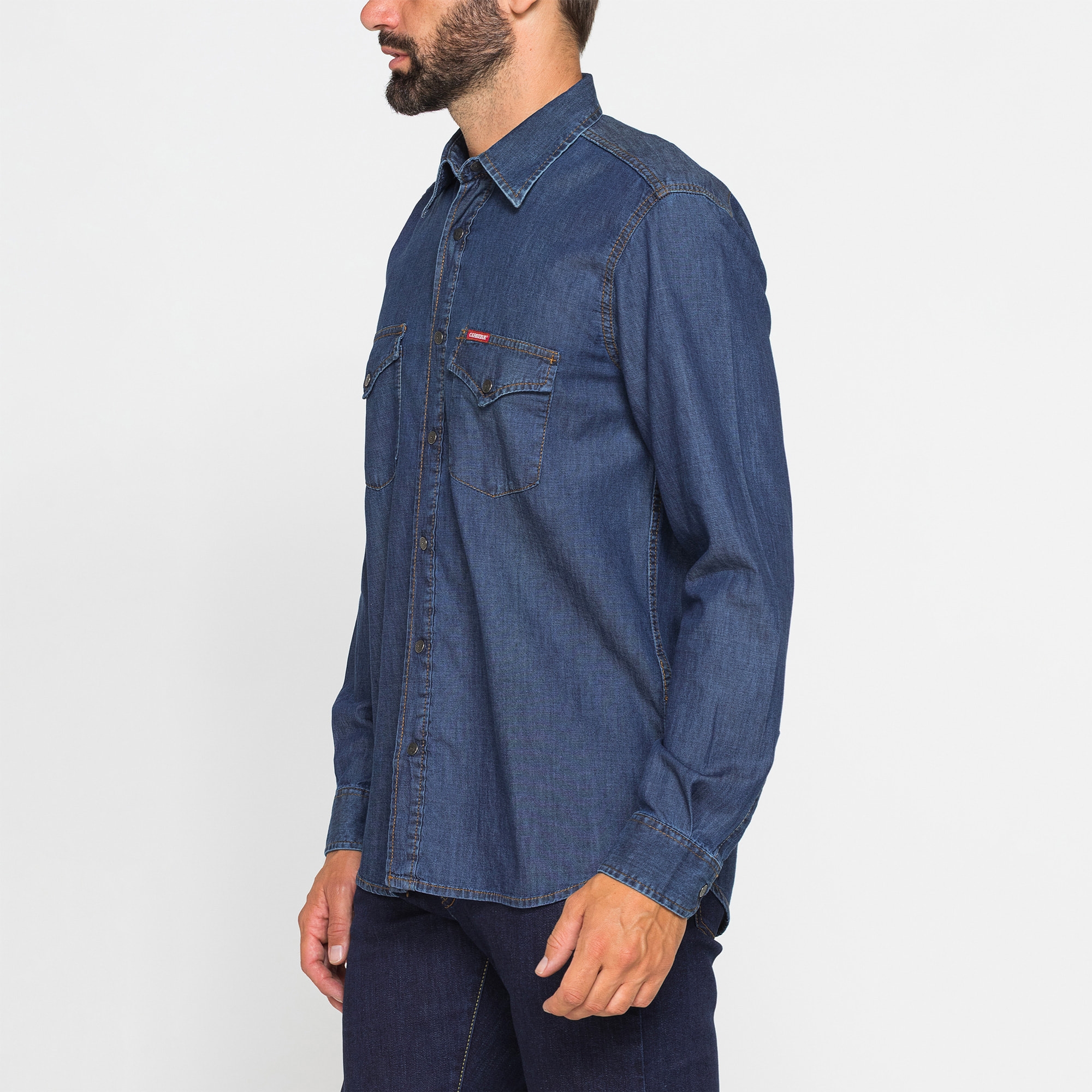 CAMICIA MODELLO WESTERN IN DENIM LEGGERO DA 7 oz.