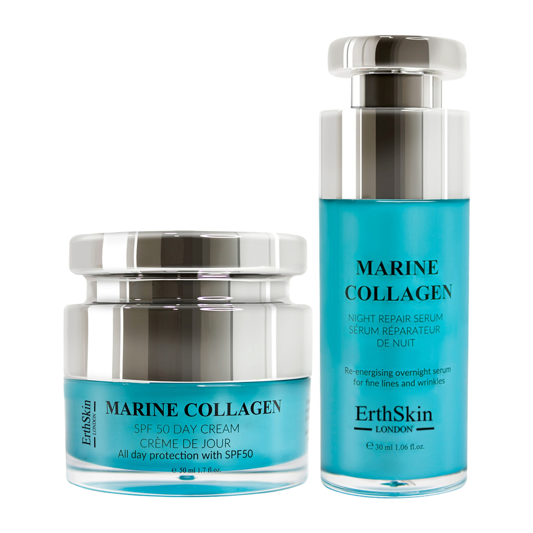 Crema de día Marine Collagen SPF + Sérum reparador de noche Marine Collagen