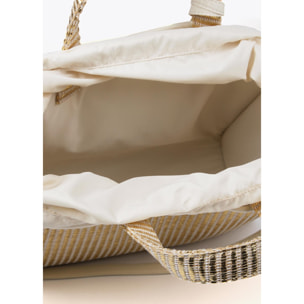 Borsa a cesta piccola effetto rafia metallizzata