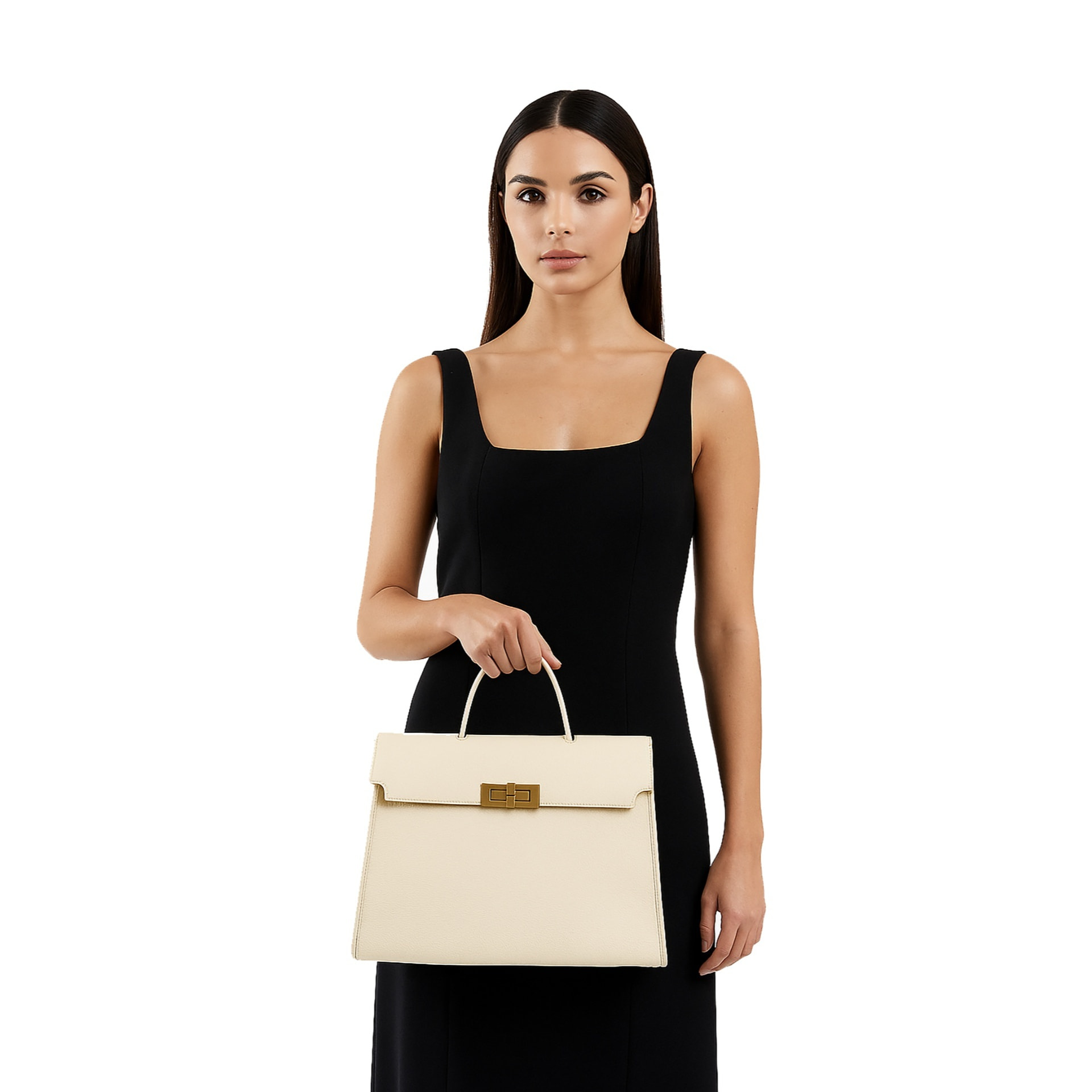 Borsa a mano da donna Made in Italy - Modello Zaffiro Lux - 100% pelle - 35.0 x 27.0 x 13.0 cm