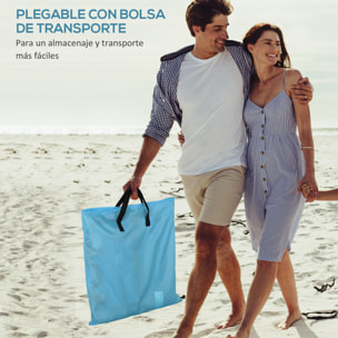 Conjunto de 2 Esterillas de Playa Plegables, Esterillas con Respaldo Reclinable en 5 Niveles, Reposacabezas y Bolsa de Transporte, 134x48x33-43 cm, Azul
