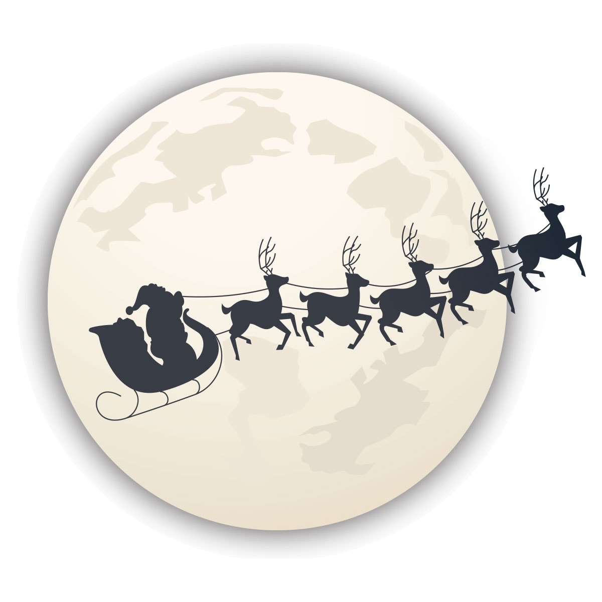 Sticker Noël père noël au clair de la lune - Autocollants stickers adhésifs noël - décoration fêtes