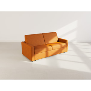 Julia - canapé lit 3 places convertible express couchage quotidien 140 cm matelas 18 cm en tissu - Rouille