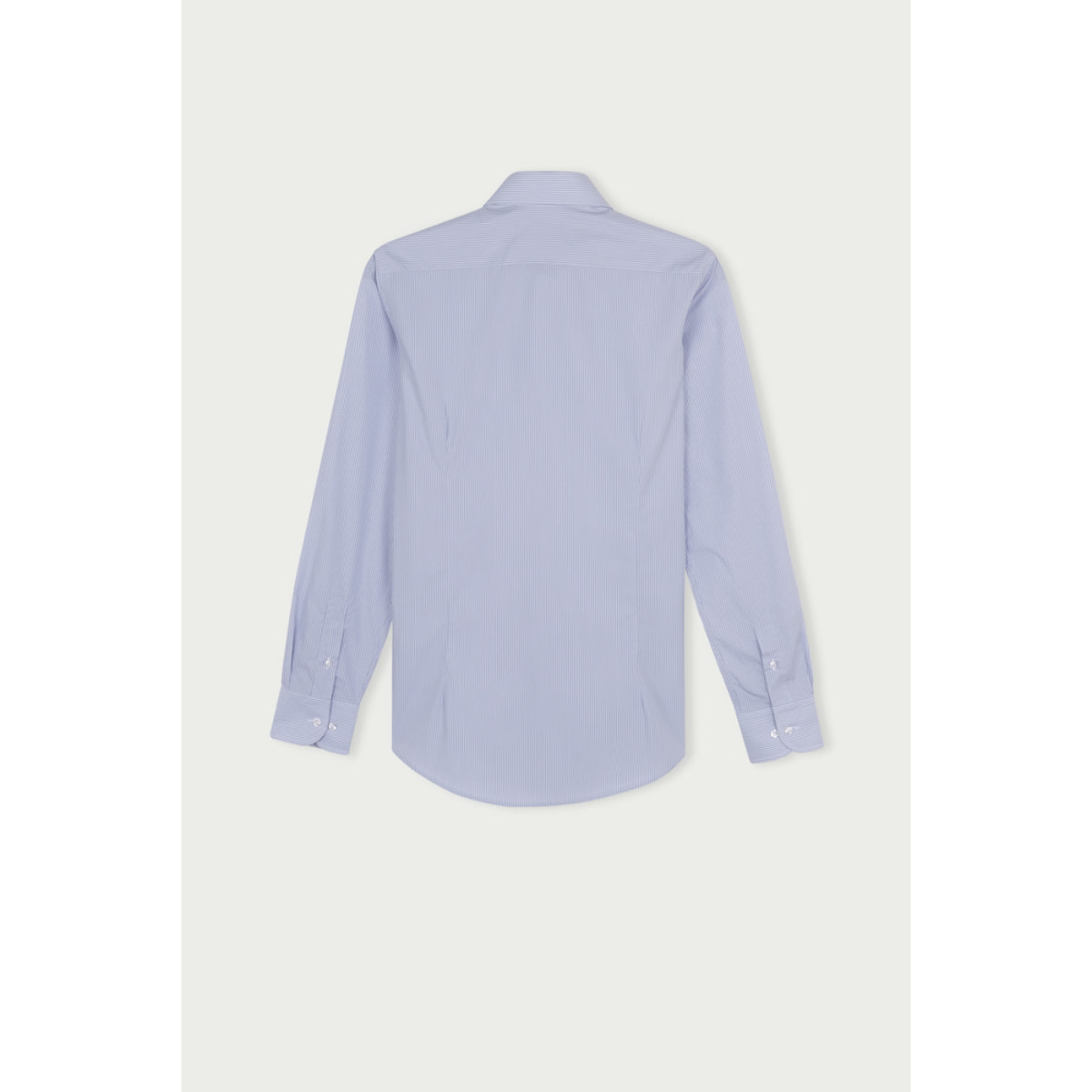 Camicia Uomo 1 Bottone Italiano Slim Cotone Riga Stretta Grigio/Bianco
