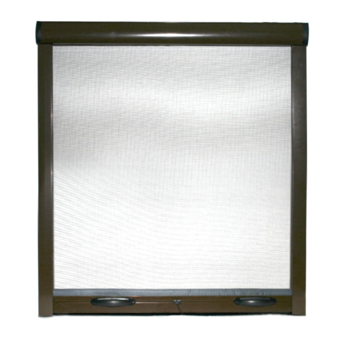 Zanzariera Universale A Rullo Avvolgibile Profilo Riducibile Regolabile Per Finestra Balconi Con Frizione Telaio Alluminio Marrone 120 X 160 Cm