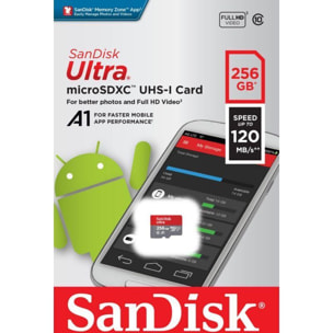 Carte Micro SD SANDISK Ultra microSDXC 256Go + SD Adapteur