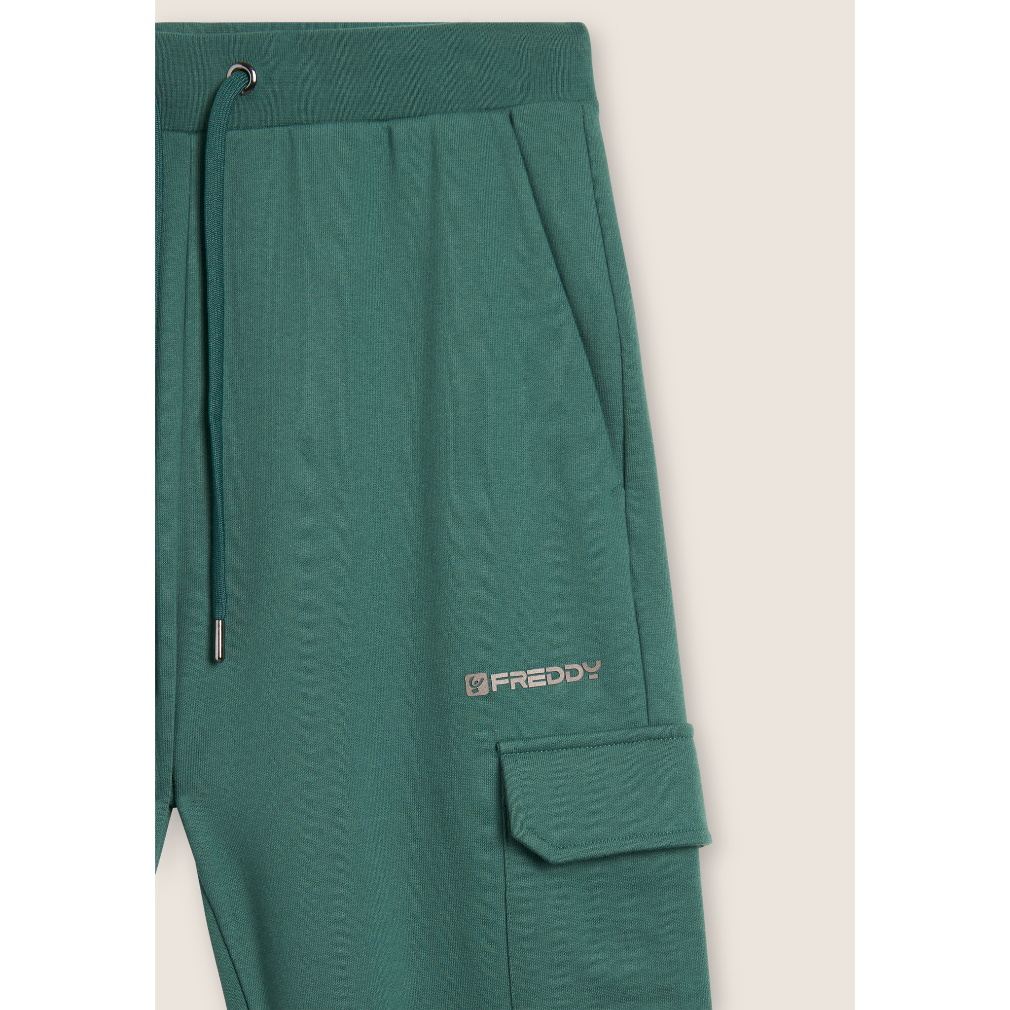 Pantaloni in felpa con tasca cargo e fondo a polsino