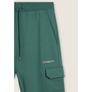 Pantaloni in felpa con tasca cargo e fondo a polsino