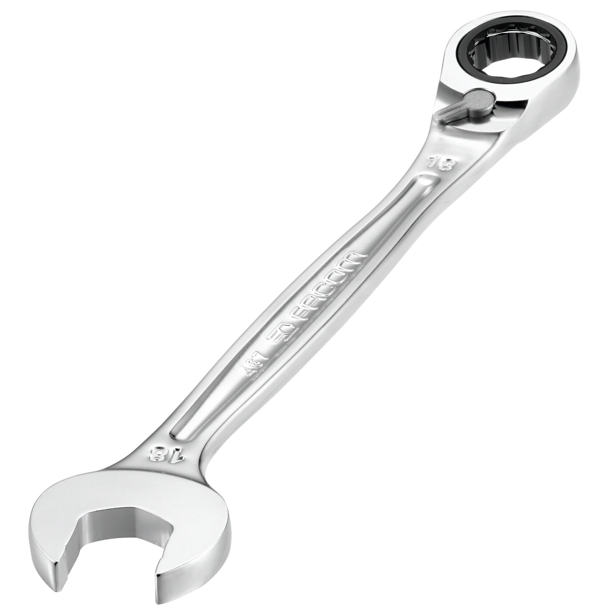 FACOM Clé Mixte à Cliquet Plate 11 mm - 467B.11 - Compact Et Réversible Par Levier