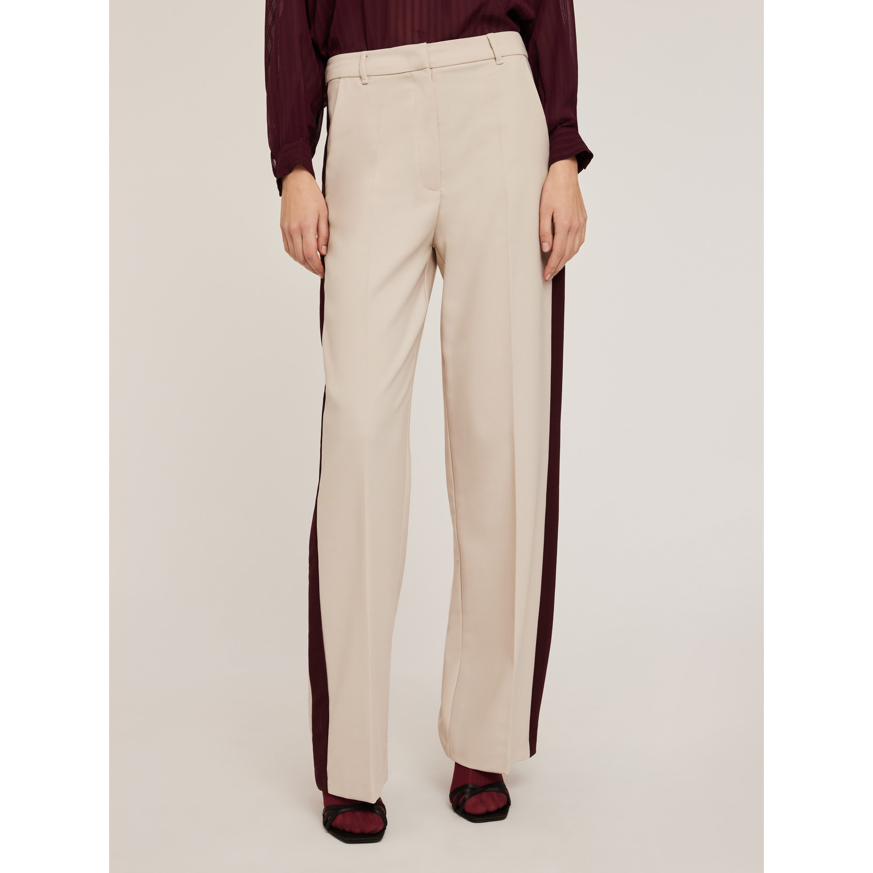 Motivi - Pantaloni palazzo con banda laterale - Beige