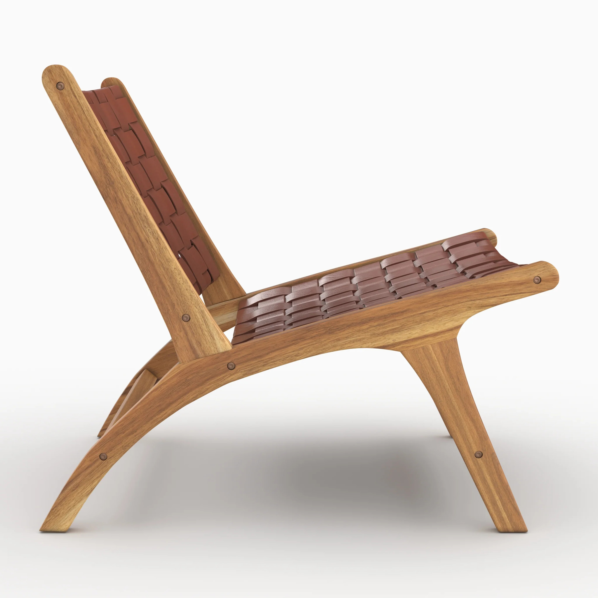 Fauteuil en teck et cuir tressé marron - Kuna