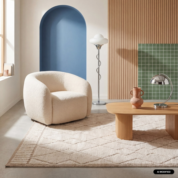 Tapis intérieur motif ethnique berbère beige et créme JUDY