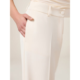 Oltre - Pantalones palazzo de tejido crepé - Blanco