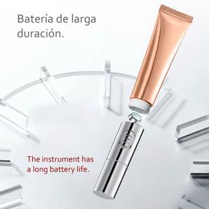 Masajeador de contorno de ojos + crema hidratante. Microvibraciones de alta frecuencia. Efecto relajante, reafirmante.