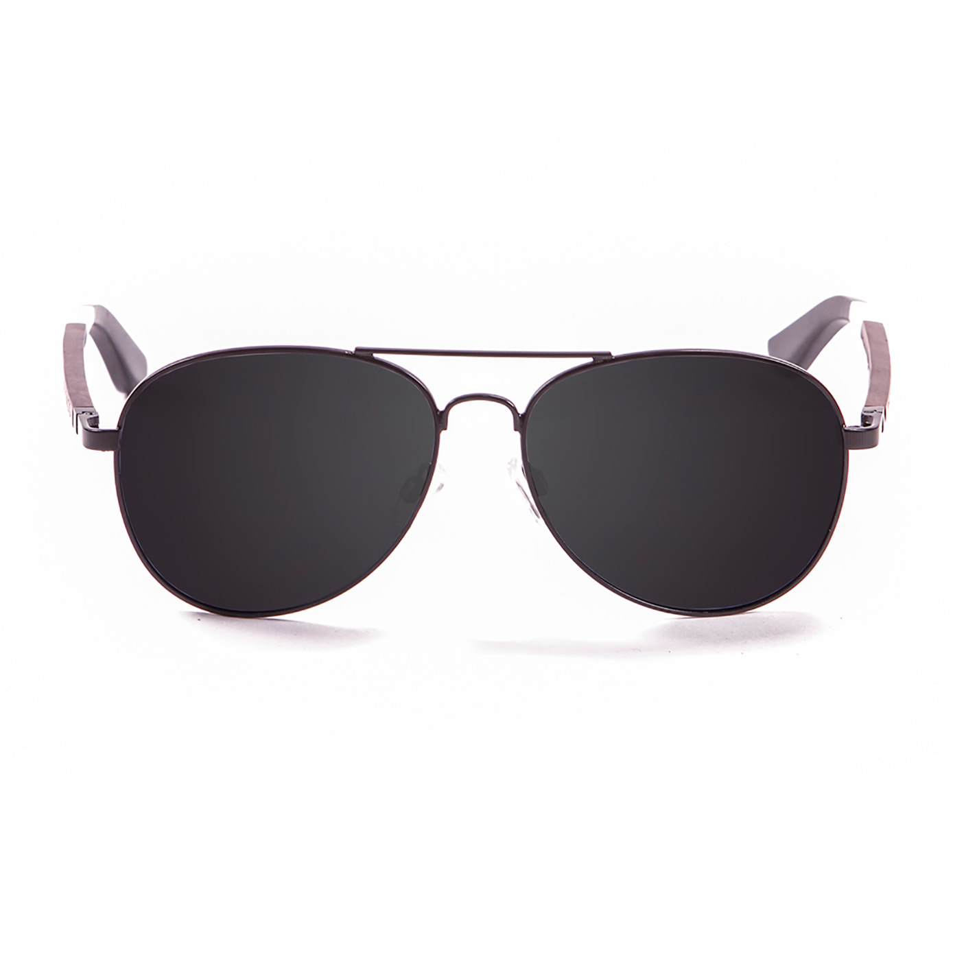 Gafas de sol OCEAN SAN REMO - De brazo de madera de peral y montura frontal de metal negro mate / Ahumada