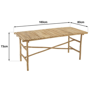 VITAL - Table à manger en bambou 160x80cm