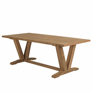 KALLY - Ensemble de jardin (table et chaises) en bois teck recyclé et rotin synth. 6 pers