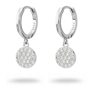 Orecchini a Cerchio in Argento 925 con Ciondolo in Pavé di Cubic Zirconia