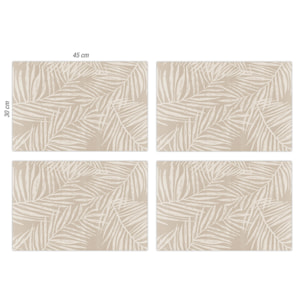 Set de 4 individuales de vinilo CERAMIKO, Hojas beige 4u-30x45 cm