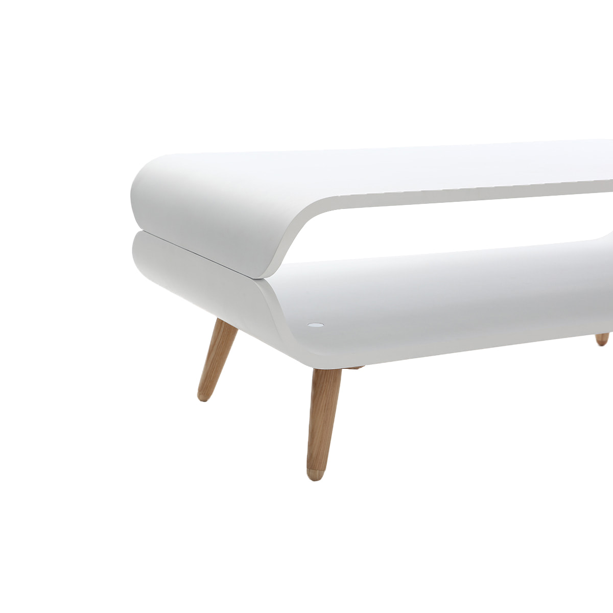 Table basse rectangulaire scandinave blanc et bois clair L118 cm TAKLA