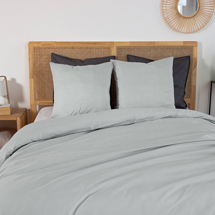 Parure de lit percale de coton 2 places étain Skala 260x240cm