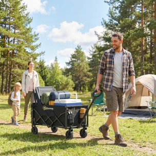 Chariot de transport pliable 60L porte arrière rabattable noir