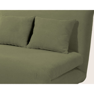 Lumi - Banquette convertible clic-clac 1 place en velours côtelé - Vert