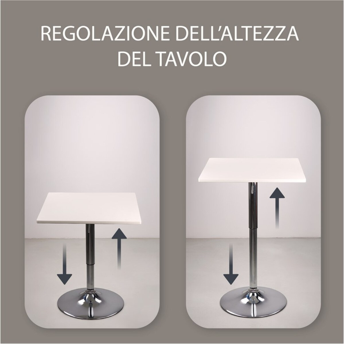 Tavolino alto da bar quadrato regolabile in altezza bianco - Lima