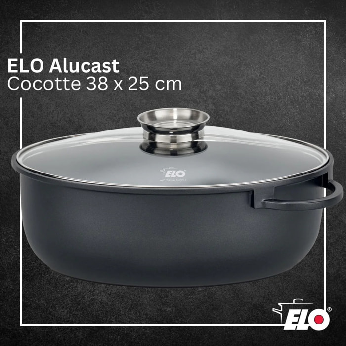 Cocotte 38 x 25 cm en fonte aluminium antiadhésive 7 L Elo Alucast