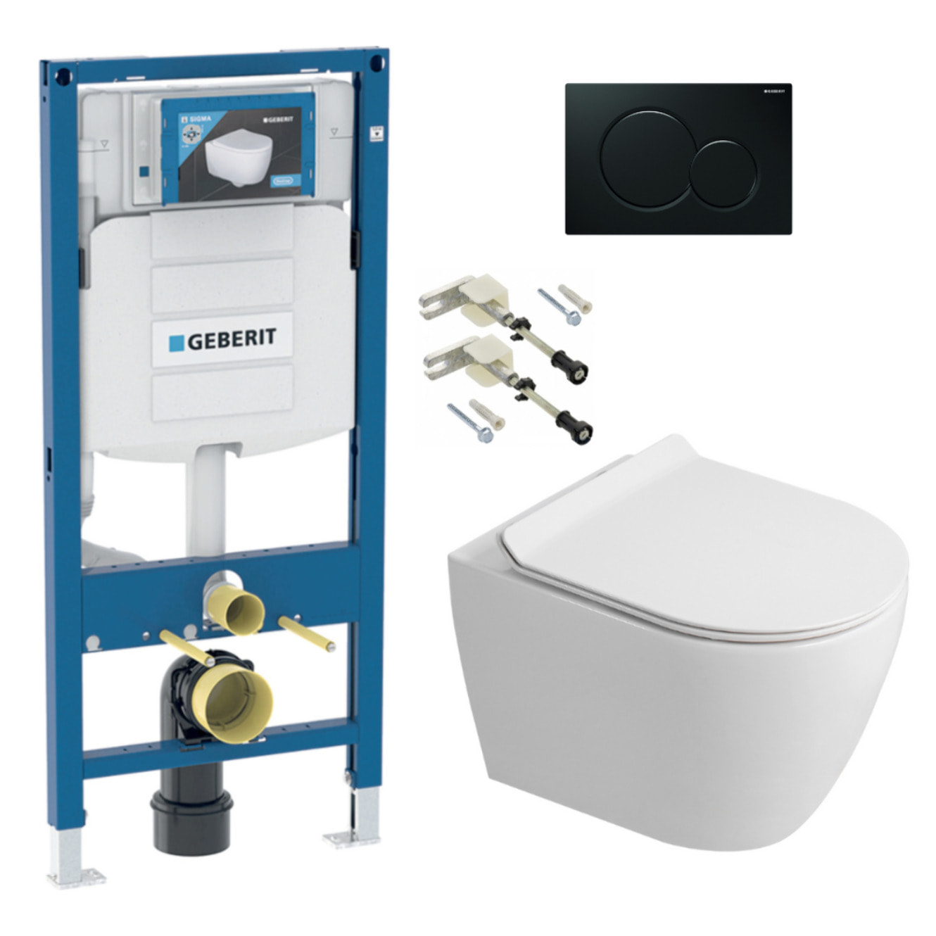 Duofix pack WC bâti-support + WC suspendu sans bride Ceramia PixL avec abattant SoftClose + plaque (GECEPXWT05-FR)