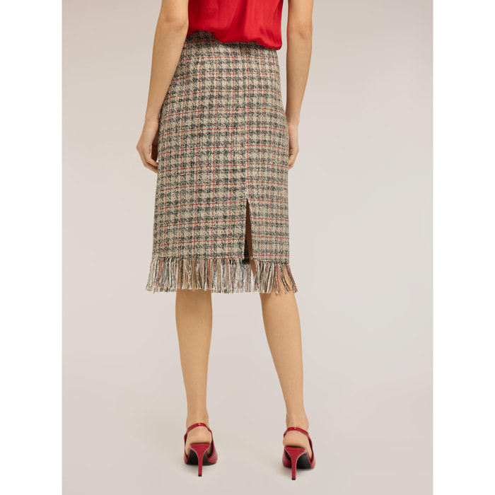 Motivi - Falda tubo de bouclé con flecos - Beige