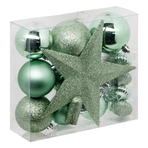 Kit de 18 Boules de Noël vert amande