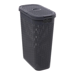 Corbeille slim Rattan 40L gris béton