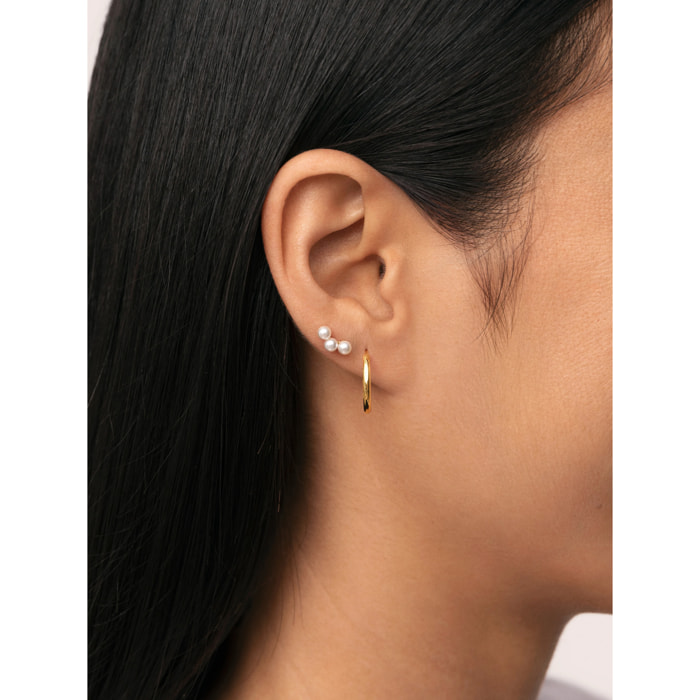 Pendiente Suelto Triple Pearls Baño Oro