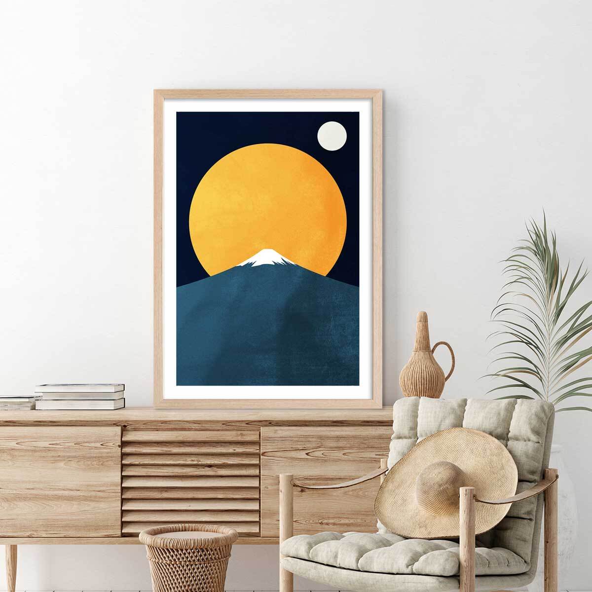 Affiche ""Himalaya by night"" Affiche + cadre en bois - Chêne