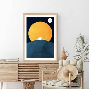 Affiche ""Himalaya by night"" Affiche + cadre en bois - Chêne