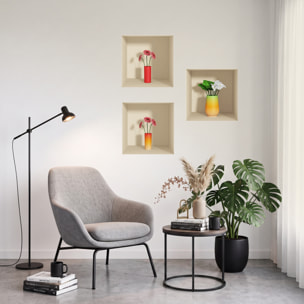 Stickers muraux 3D | Sticker Mural Autocollant effet 3D fleurs rouge et blanc - Stickers adhésifs 3D Chambre Salon Trompe l'oeil