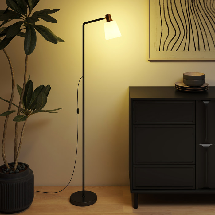 Lampadaire rétro réglable ampoule incluse noir doré