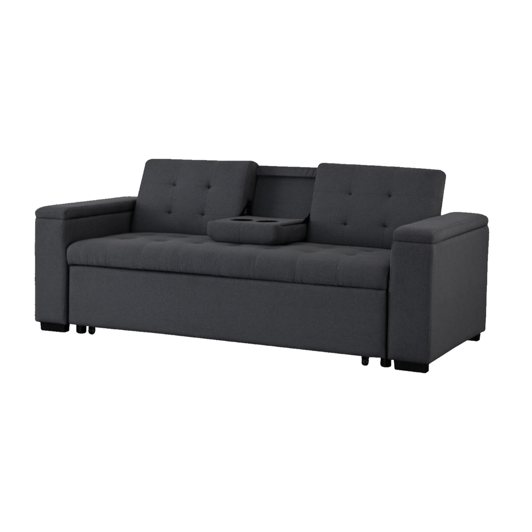 TILIA Canapé convertible 3 places en tissu gris foncé