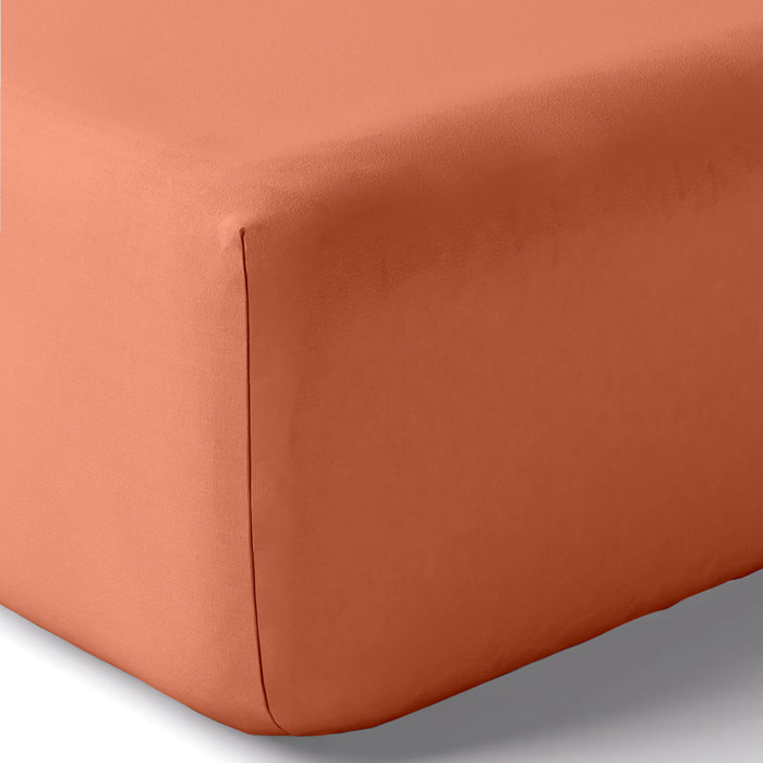 Drap housse Organic terracota - 50% Chanvre 50% Coton Bio - Bonnet 30 cm